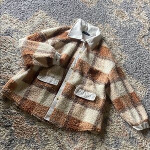 Plaid Sherpa Jacket with Pockets